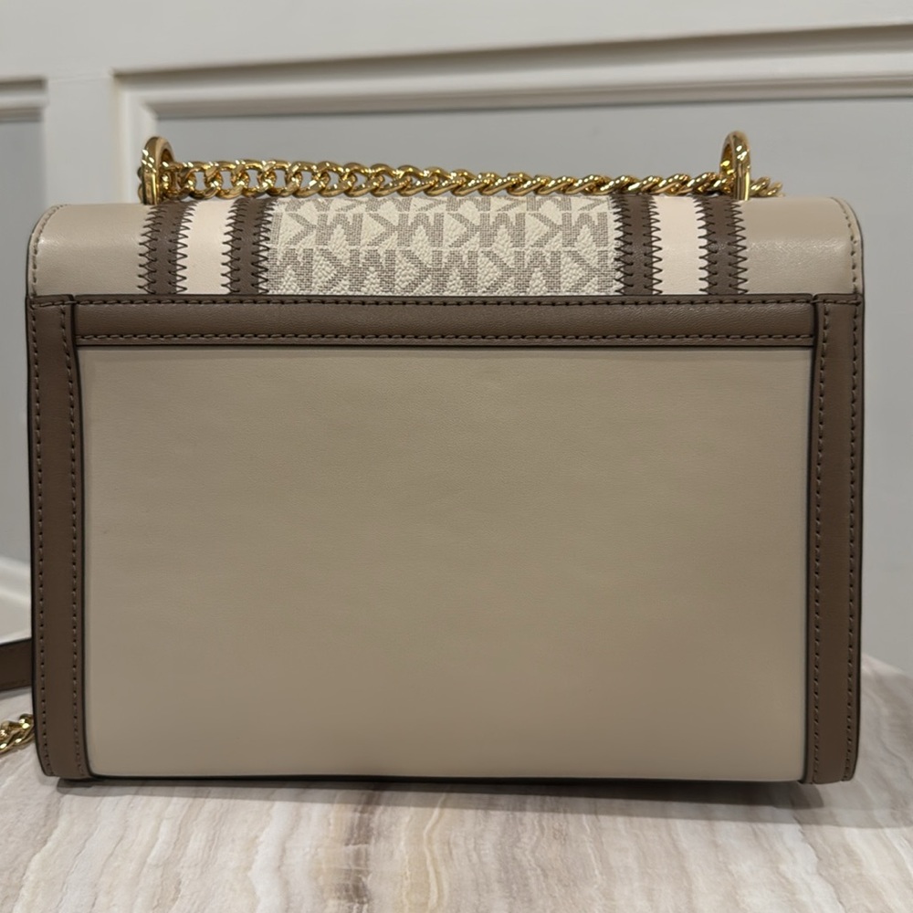 Michael Kors Bag Leather Jetset Signature Gold Chain with Chevron Design - Picture 7 of 17